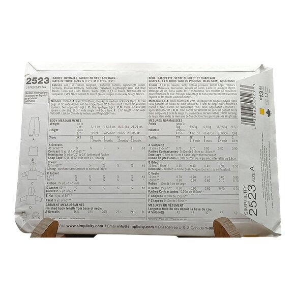 Simplicity 2523 Vintage Baby & Toddler Sewing Pattern XXS-L - Picture 2 of 2